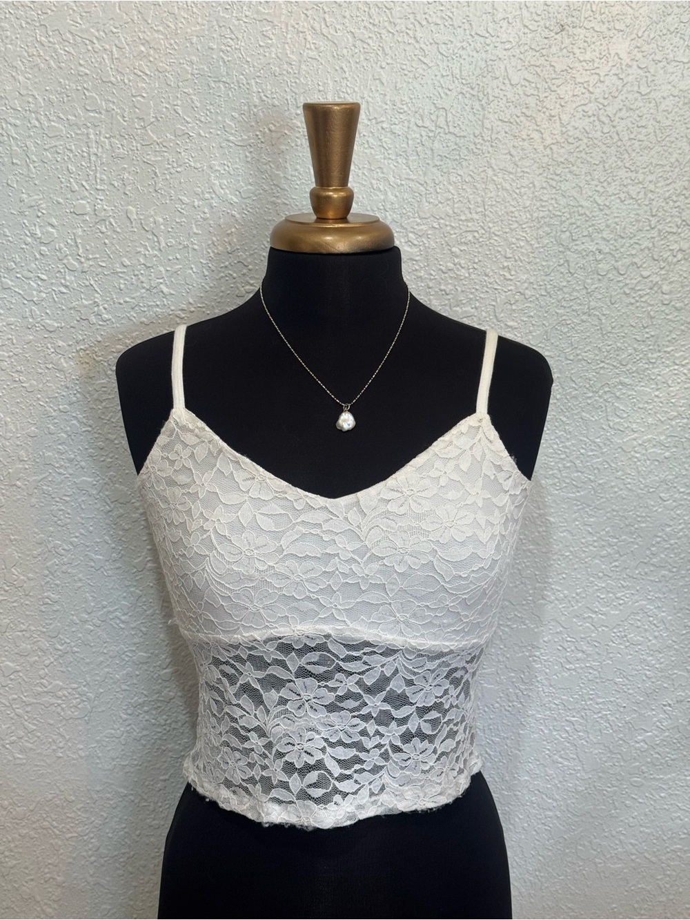 Hollister white lace cami top